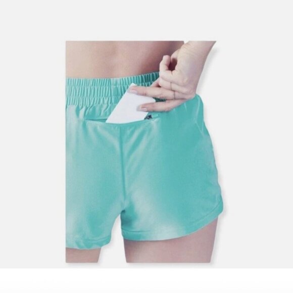 Women's L Fabletics Pamela Running Shorts Teal Performance Athletic - Picture 3 of 12